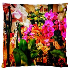 Orchids In The Market Large Cushion Case (two Sides) by okhismakingart