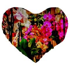 Orchids In The Market Large 19  Premium Heart Shape Cushions by okhismakingart