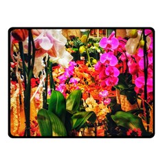 Orchids In The Market Double Sided Fleece Blanket (small)  by okhismakingart