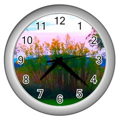 Field Of Goldenrod Wall Clock (silver) by okhismakingart