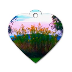 Field Of Goldenrod Dog Tag Heart (two Sides) by okhismakingart