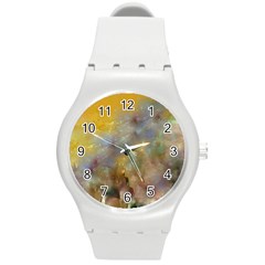 Abstract: Candle And Nail Polish Round Plastic Sport Watch (m) by okhismakingart