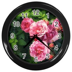 Summer Roses Wall Clock (black) by okhismakingart