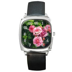 Summer Roses Square Metal Watch