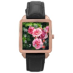 Summer Roses Rose Gold Leather Watch 