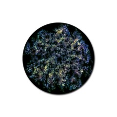 Queen Annes Lace in Blue and Yellow Rubber Round Coaster (4 pack) 