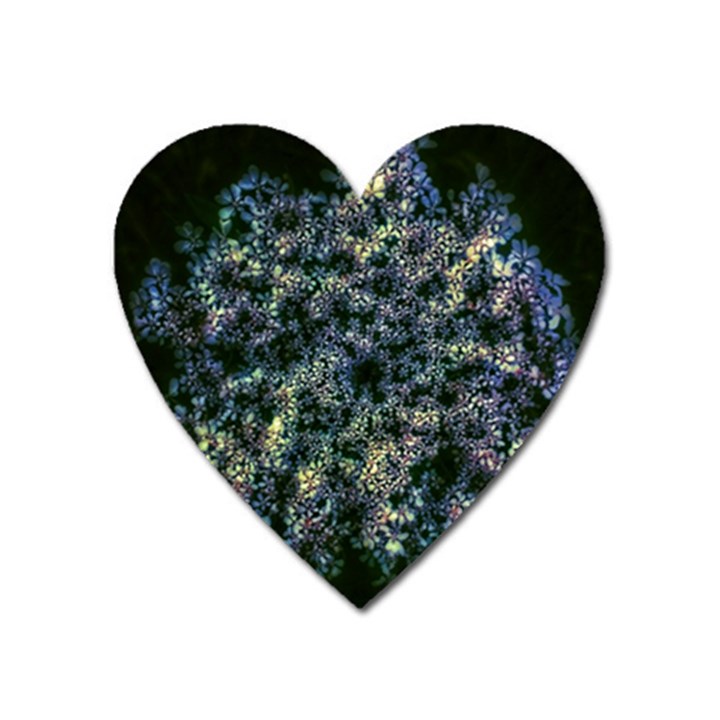 Queen Annes Lace in Blue and Yellow Heart Magnet