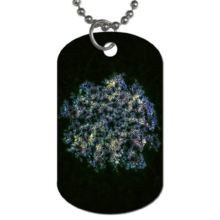 Queen Annes Lace in Blue and Yellow Dog Tag (One Side)