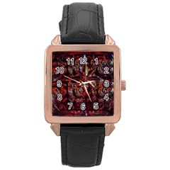 Crystal Star  Rose Gold Leather Watch 