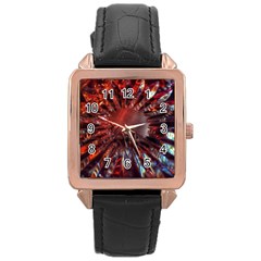 Crystal Daisy Rose Gold Leather Watch  by okhismakingart