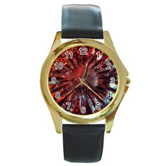 Crystal Daisy Round Gold Metal Watch by okhismakingart