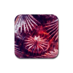 Faded Crystal Flower Rubber Coaster (square)  by okhismakingart