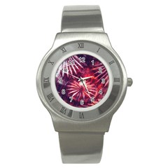 Faded Crystal Flower Stainless Steel Watch by okhismakingart