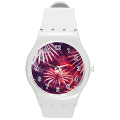 Faded Crystal Flower Round Plastic Sport Watch (m) by okhismakingart