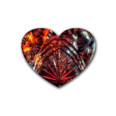 Double Crystal Daisy Rubber Coaster (heart)  by okhismakingart