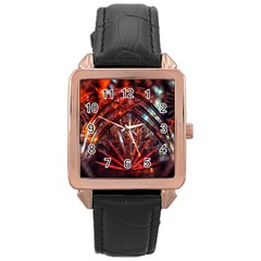 Double Crystal Daisy Rose Gold Leather Watch  by okhismakingart