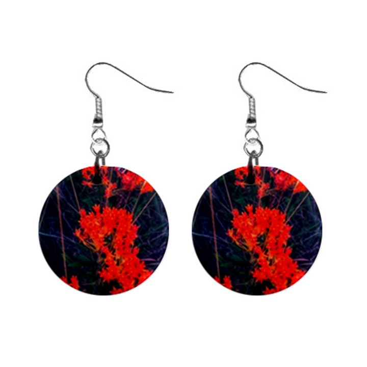 Neon Orange Butterfly Weed Mini Button Earrings