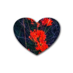 Neon Orange Butterfly Weed Rubber Coaster (heart)  by okhismakingart