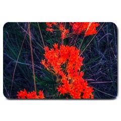 Neon Orange Butterfly Weed Large Doormat  by okhismakingart