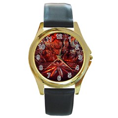 Glass Geometries  Round Gold Metal Watch by okhismakingart