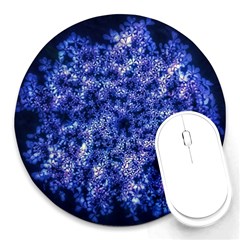 Queen Annes Lace In Blue Round Mousepads by okhismakingart