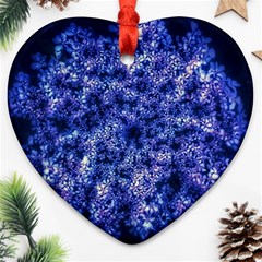 Queen Annes Lace In Blue Ornament (heart) by okhismakingart