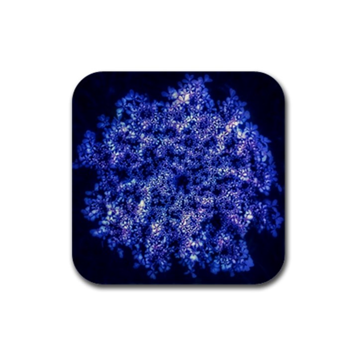 Queen Annes Lace in Blue Rubber Square Coaster (4 pack) 