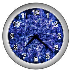 Queen Annes Lace In Blue Wall Clock (silver) by okhismakingart