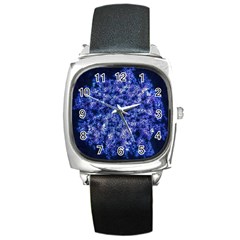 Queen Annes Lace In Blue Square Metal Watch by okhismakingart