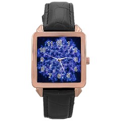 Queen Annes Lace In Blue Rose Gold Leather Watch  by okhismakingart