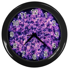 Queen Annes Lace In Purple And White Wall Clock (black) by okhismakingart