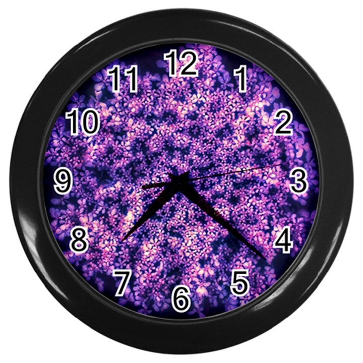 Queen Annes Lace in Purple and White Wall Clock (Black)