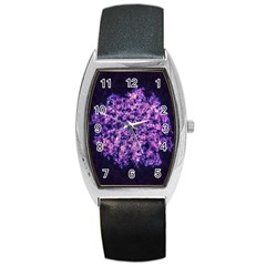 Queen Annes Lace In Purple And White Barrel Style Metal Watch by okhismakingart