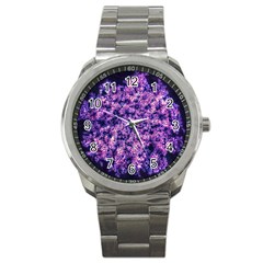 Queen Annes Lace In Purple And White Sport Metal Watch by okhismakingart