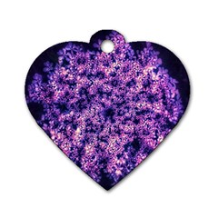 Queen Annes Lace In Purple And White Dog Tag Heart (one Side) by okhismakingart