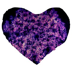 Queen Annes Lace In Purple And White Large 19  Premium Heart Shape Cushions by okhismakingart