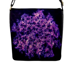 Queen Annes Lace In Purple And White Flap Closure Messenger Bag (l) by okhismakingart