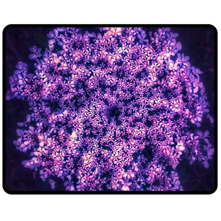 Queen Annes Lace in Purple and White Double Sided Fleece Blanket (Medium) 