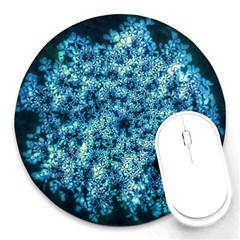 Queen Annes Lace In Neon Blue Round Mousepads by okhismakingart