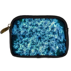 Queen Annes Lace In Neon Blue Digital Camera Leather Case by okhismakingart