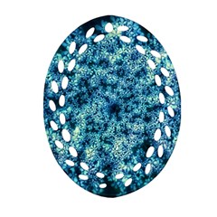 Queen Annes Lace In Neon Blue Ornament (oval Filigree) by okhismakingart