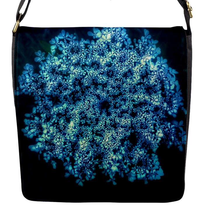 Queen Annes Lace in Neon Blue Flap Closure Messenger Bag (S)