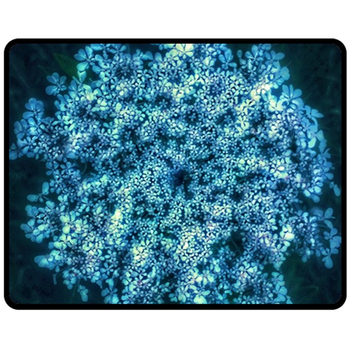 Queen Annes Lace in Neon Blue Double Sided Fleece Blanket (Medium) 