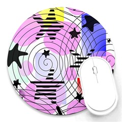 Stars And Spirals Round Mousepads by okhismakingart