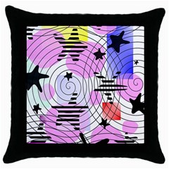 Stars And Spirals Throw Pillow Case (black) by okhismakingart