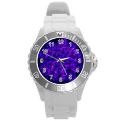 Queen Annes Lace In Blue And Purple Round Plastic Sport Watch (l) by okhismakingart