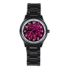 Queen Annes Lace In Red Stainless Steel Round Watch by okhismakingart