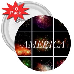 America 3  Buttons (10 Pack)  by okhismakingart