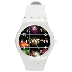 America Round Plastic Sport Watch (m) by okhismakingart