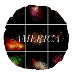 America Large 18  Premium Round Cushions by okhismakingart